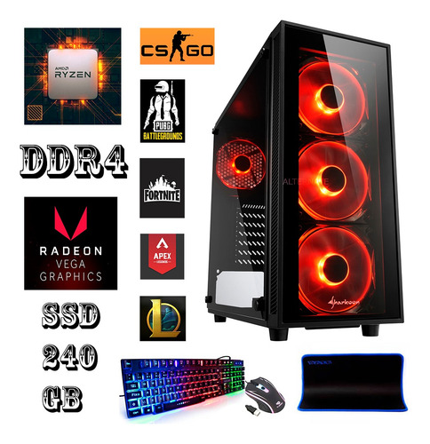 Pc Gamer Computador Completo Ryzen 16gb Ddr4 Ssd 600w Wifi