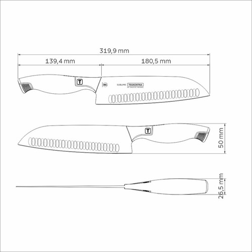 Cuchillo Santoku Sublime 7.5 de Acero Inoxidable Tramontina