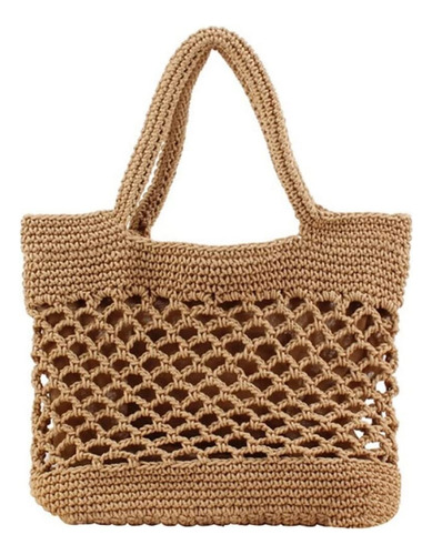 Bolsa De Paja Bolso De Playa Tejida De Algodón De Ganchillo