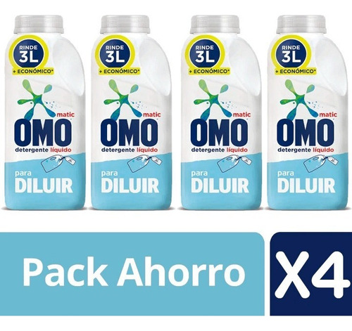 Detergente Liquido Para Diluir Omo 500ml Rinde 3lts Pack 4