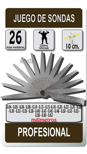 Imagen 4 de 10 de Sonda Medidora Para Válvulas Autos / Moto 26 Hojas Mm/pulga