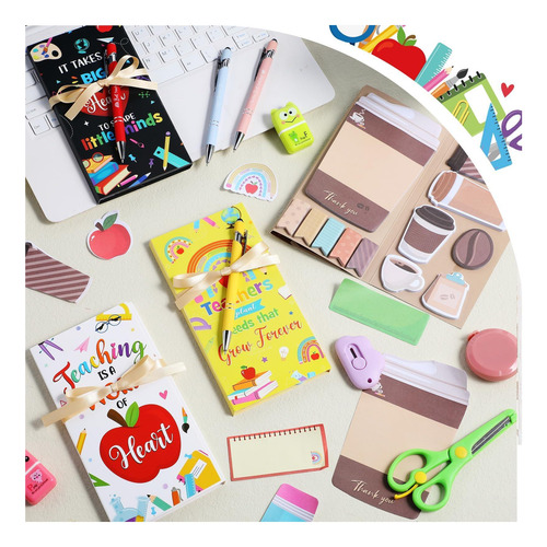 Funtros 4 Sets Maestro Sticky Note Con Pen Y Bow Ribbon Memo