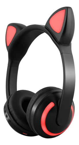Headphone Orelha De Gato Com Led Bluetooth 5.0 Ear Gat Preto