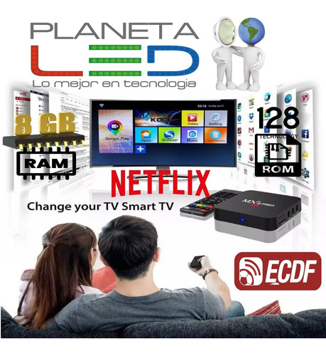 Imagen 3 de 3 de Tv Box Tx9 8 Ram 128 G Interna Android 11.1 Netflix You Tube