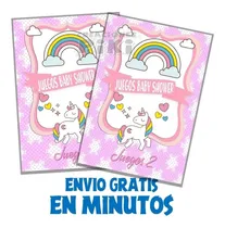 Comprar Kit Juegos Baby Shower Unicornio + Loteria + Regalo