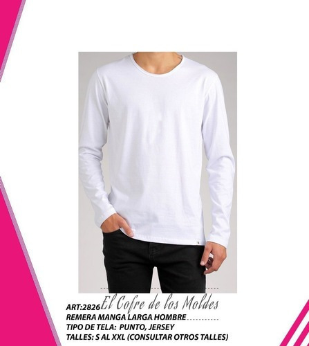 Molde  Camiseta Manga Larga Hombre Pack De 5 Talles!