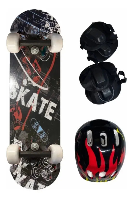 Skate Infantil Radical Iniciante Menina Menino 60 Cm Cor Grafite