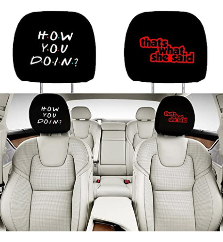 2 Pack Headrest Covers, Luxury Black Fabric Headrest Co...