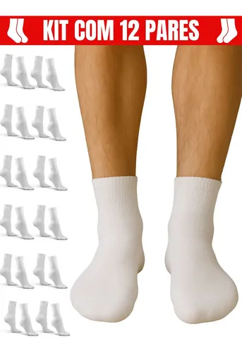 Good Socks Kit 12 Pares Meias Masculina Cano Alto Algodão Longo Médio