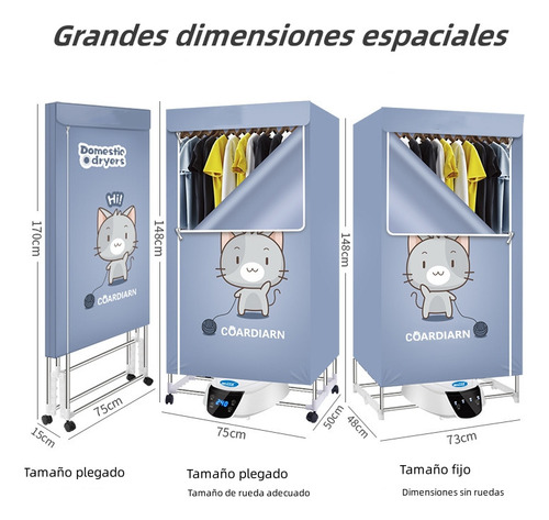 Secador De Ropa Portátil 1300w Alta Potencia 2 Capas