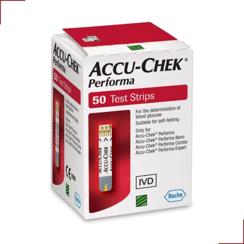 Cintas de prueba Accu-chek Performa Strips para medir la glucosa en sangre, de color rojo y blanco