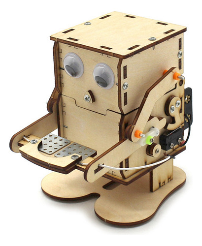 Robot Comiendo Monedas De Madera, Modelo Diy, Enseñando, Apr