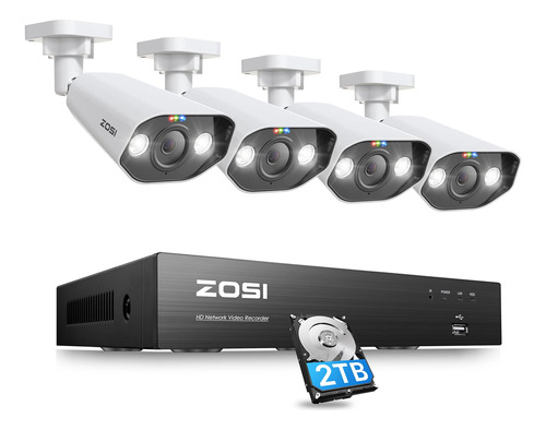 Zosi Sistema De Cmara De Seguridad 4k Spotlight Poe, 8 Puert