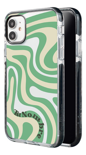 Funda Para iPhone Con Tu Nombre Para Mujer Curvas Verde