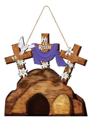 He Is Risen-letrero Para Puerta, Decoración Religiosa De