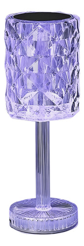 Luminária De Mesa Abajur Cristalina 26cm Led 3w Rgb