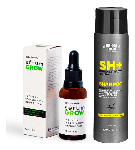 Kit Fortificante Shampoo Sh Force+ E Sérum Grow Cabelo Barba
