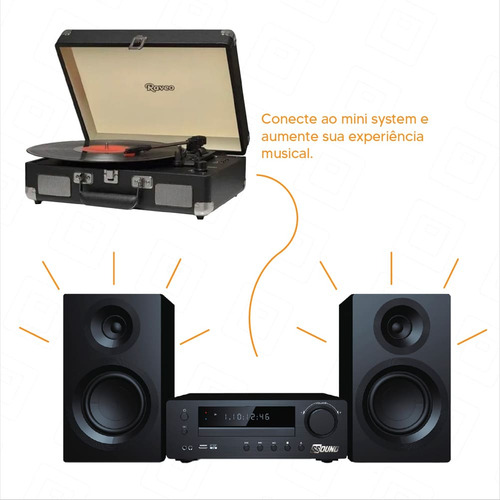 Kit Musical Completo: Mini System Ss002 E Vitrola Sonetto