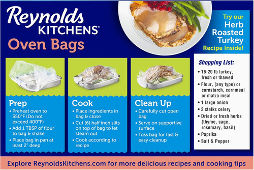 Reynolds Bolsas Para Hornear P/pavo Conserva Sabor 2 Pzas Xl