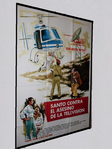 Cartel Vintage Santo Contra  El Asesino De La Televisión