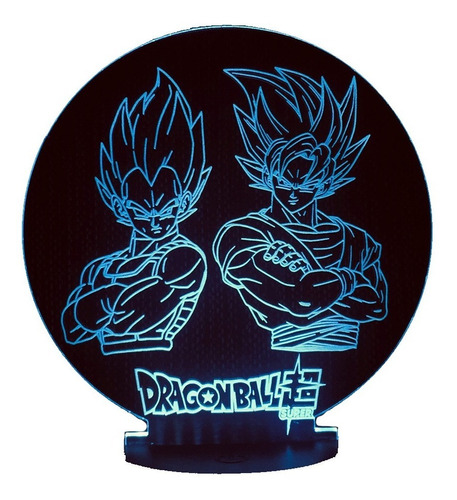 Lampara Ilusión 3d  Goku  Y  Vegeta Dragon Balls+control Re