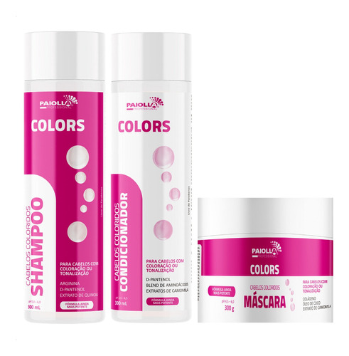  Kit Colors Shampoo Condicionador Máscara 300ml Color Paiolla