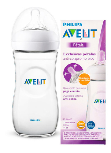 Mamadeira Avent Linha Pétala 330 Ml Bico Número 4 + 6 Meses