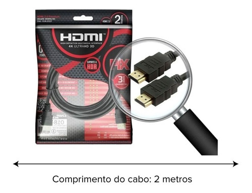 Imagem 8 de 8 de Cabo Hdmi 2.0 4k 3d Ultrahd 2metros Ps3 Ps4 Xbox Tv Notebook