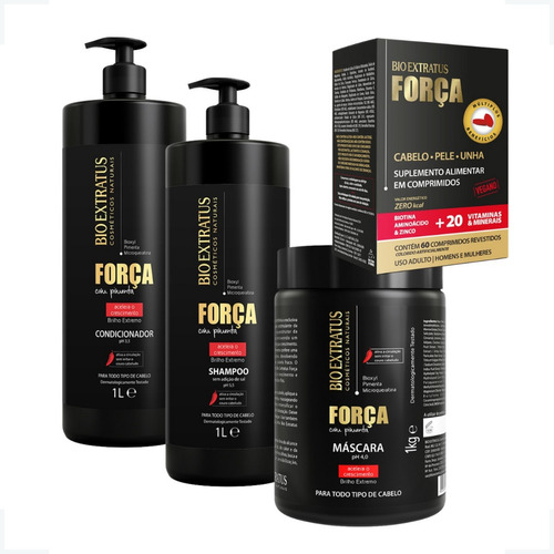 Kit Bio Extratus Força Com Pimenta 3-litros Suplemento 60cap