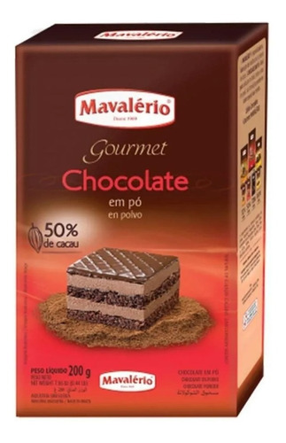 Chocolate Em Pó Solúvel Gourmet 50% 200g Mavalério
