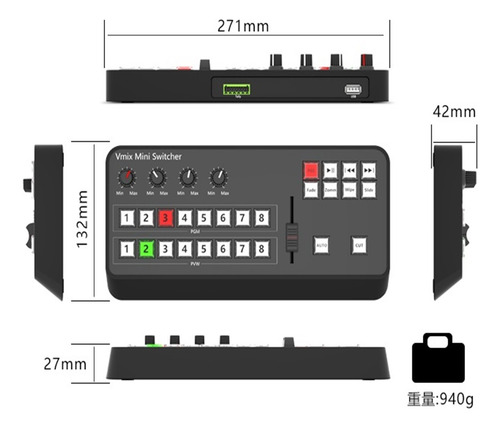 Video Vmix Mini Switcher Panel De Control Midi2.0 Soporte