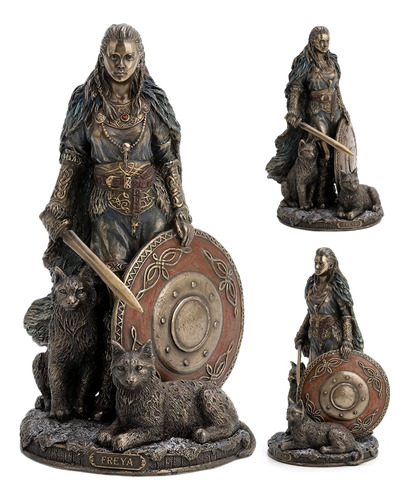 Escultura Diosa Nórdica Freya - Guerrera Vikingo Con Escudo