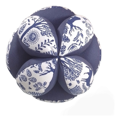 Pelota Montessori Xl Sonajero 20 Cm Packaging P/regalo Bebés Color Bosque A C/azul Diseño Estampado