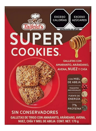 3 Pza Galletas Taifelds Super Cookies Con Semillas Y Miel De