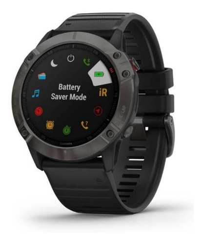 Smartwatch Garmin Zafiro Fenix 6X 1.4" caja 51mm de  polímero reforzado negra, malla  black de  silicona y bisel  carbon gray de  dlc