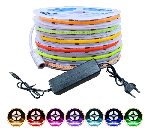Kit Fita Led Cob 360 Led/m Ip20 + Fonte 5a Luz Vermelho