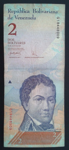 Billete De 2 Bolívares República Bolivariana De Venezuela