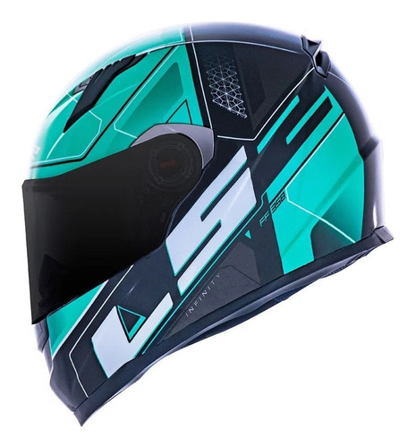 Capacete Fechado Moto Ff358 Ultra Verde Cor Azul-turquesa Tamanho do capacete 54