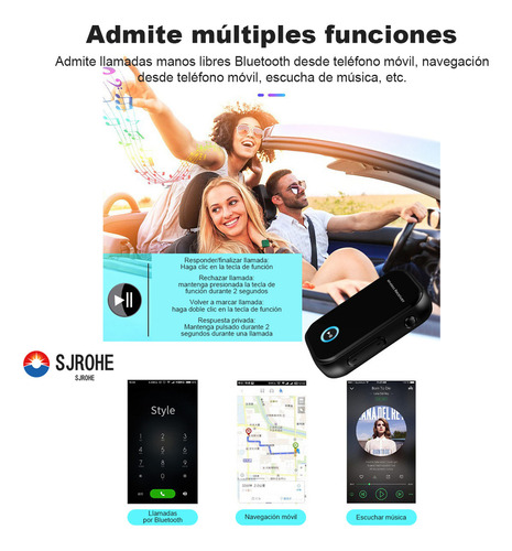 Sjrohe Mini Receptor Bluetooth Audio Cross Transmisor Fm Bluetooth Reproductor De Musica Bluetooth 5.0 Receptores Bocinas Bluetooth Para Auto Audio Hd Bluetooth Transmisor Bluetooth Fm Color Negro