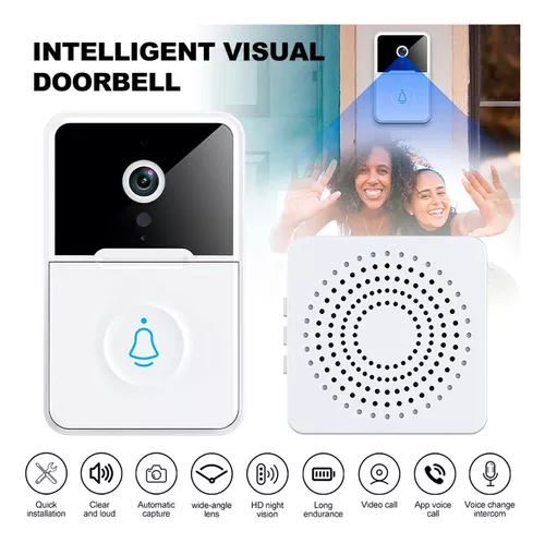 Qudai Campainha Sem Fio Intercomunicador de Voz 2-way Conversa Monitor com  1 * Unidade Exterior Botão 2 * Unidade Interior Receptor de Segurança  Inteligente Em Casa Campainha Da porta, prata : 