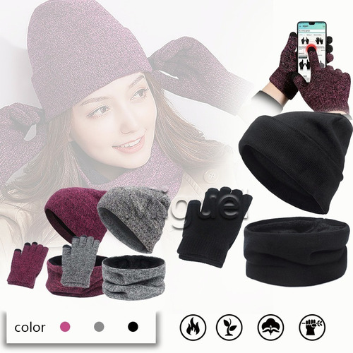 Imagen 2 de 10 de Set Invierno: Gorro Polar, Cuello Polar Y Guante De Lana