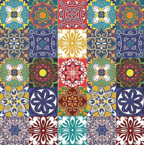 Vinilo Azulejo Mosaico Adhesivo 20x20 Piso X 10u Laminado Color 32. Mix Multicolor