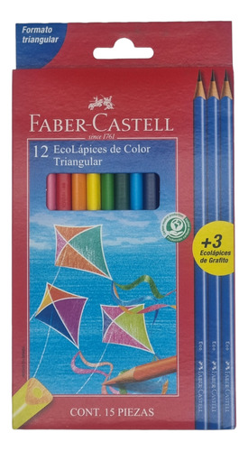 Lápices Color Triangular Faber-castell 12 Color + 3 Grafito