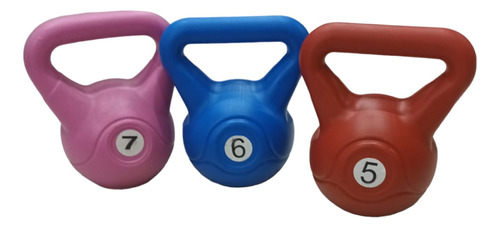 Kit Combo Pesas Rusas Kettlebel Pvc Combo 5-6-7kg Fitness