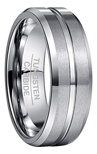 Anillo De Boda De Plata De Tungsteno Con Ranura Para Hombre