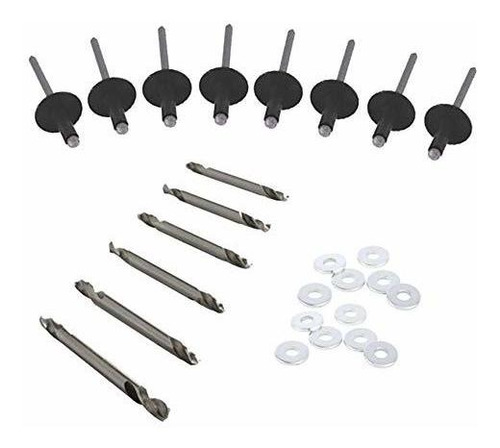 Large Head Rivet Kit W/drill Bits, Black, 3/16 Inch, 500-pie