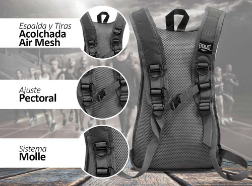 Mochila Running Everlast Bici Deportes Correr Impermeable Ts Color Negro