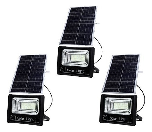 Foco Led Panel Solar X3 25w 1 Año Puraretechnologic Luz Fría
