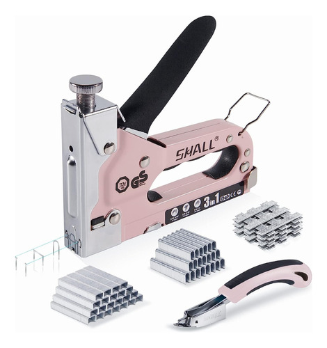 Kit Engrapadora Para Madera Manual Con Grapas Tapizar Rosa 