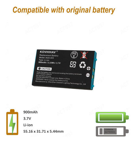Bateria Para Nintendo Gameboy Advance Sp Ags-001 Ags-003